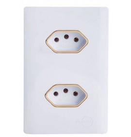 Conjunto Tomada Dupla 10A 4x2 - Novara Branco Gold